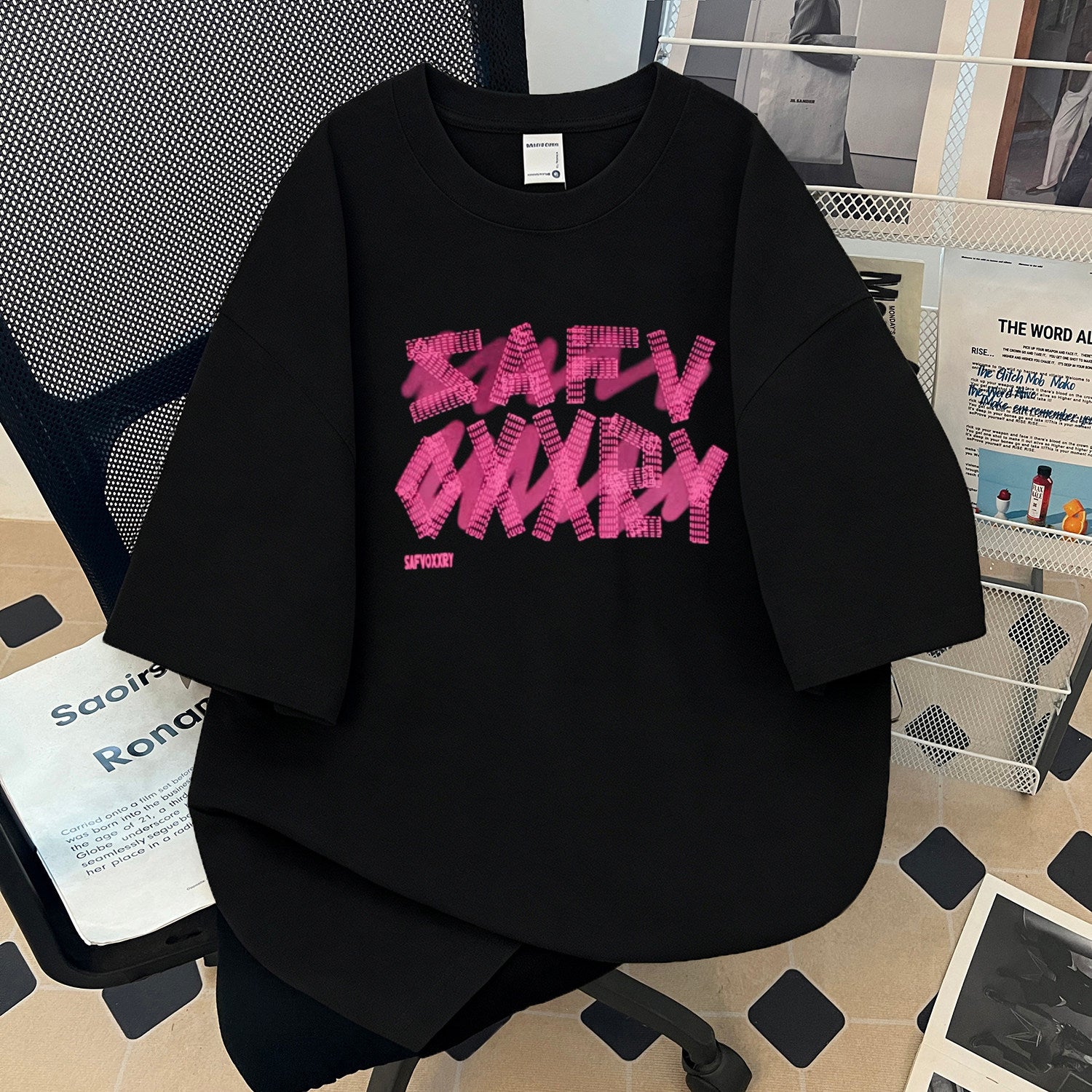 Letter Print Heavyweight Cotton T-Shirt