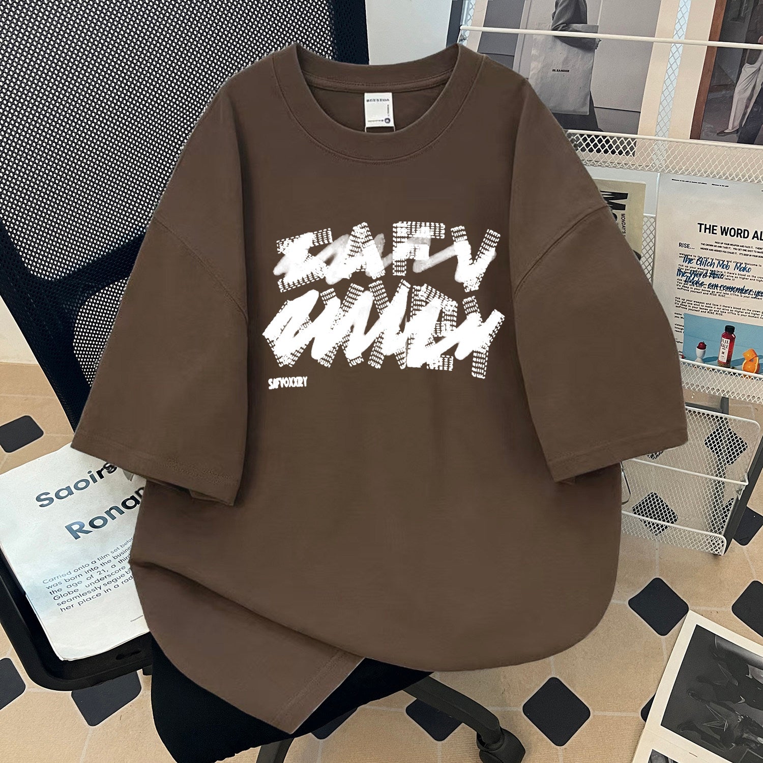 Letter Print Heavyweight Cotton T-Shirt