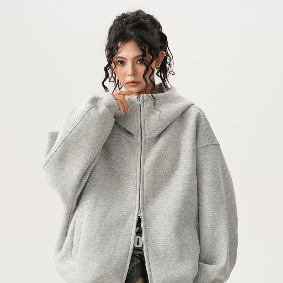 Heavyweight Hooded Cardigan Sweatshirt