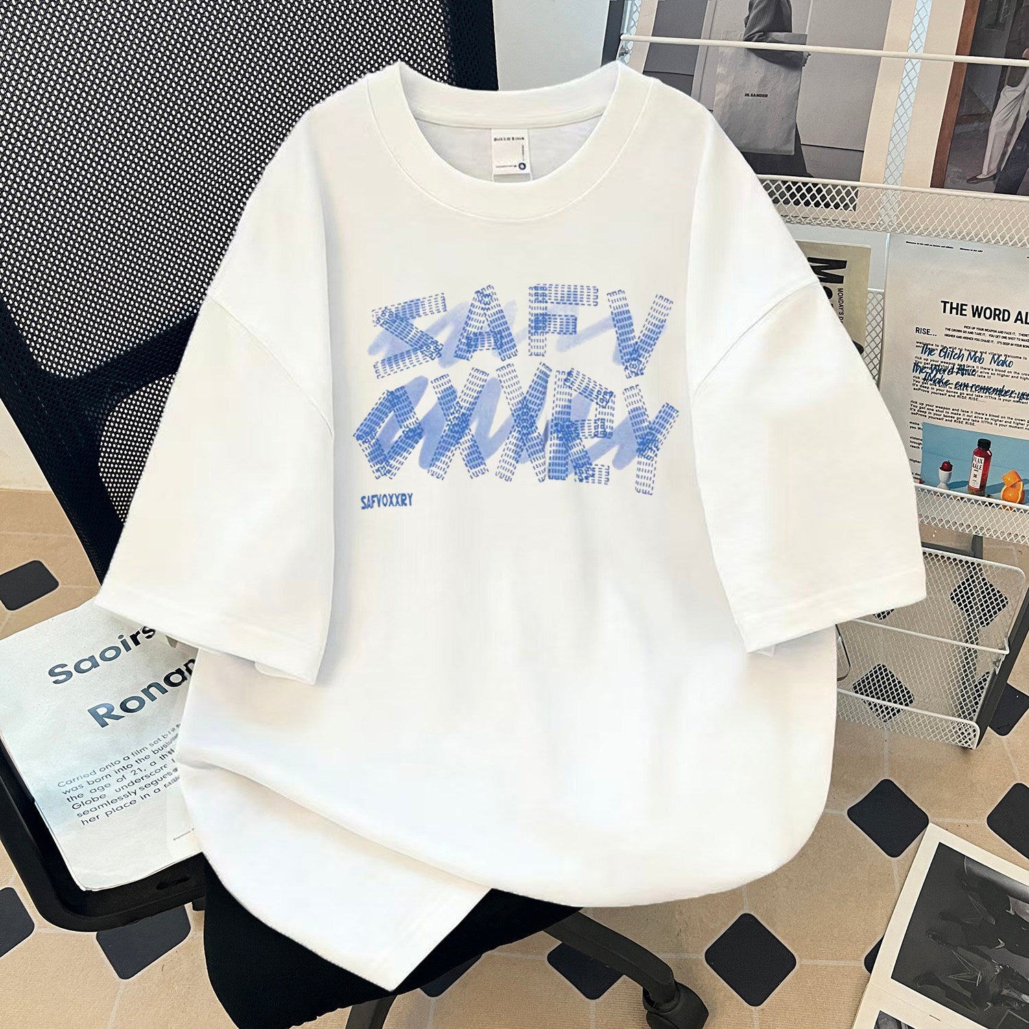 Letter Print Heavyweight Cotton T-Shirt