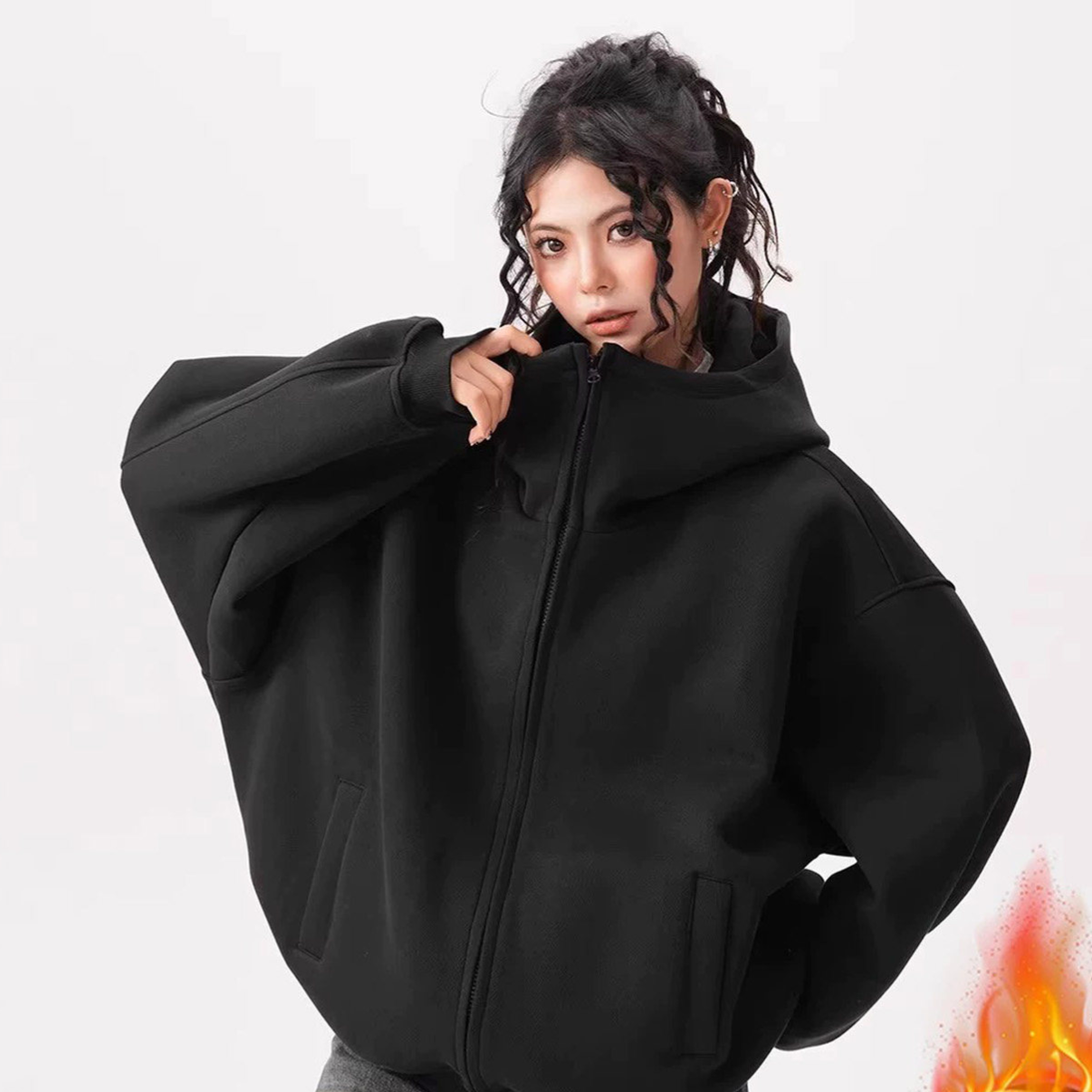 Heavyweight Hooded Cardigan Sweatshirt