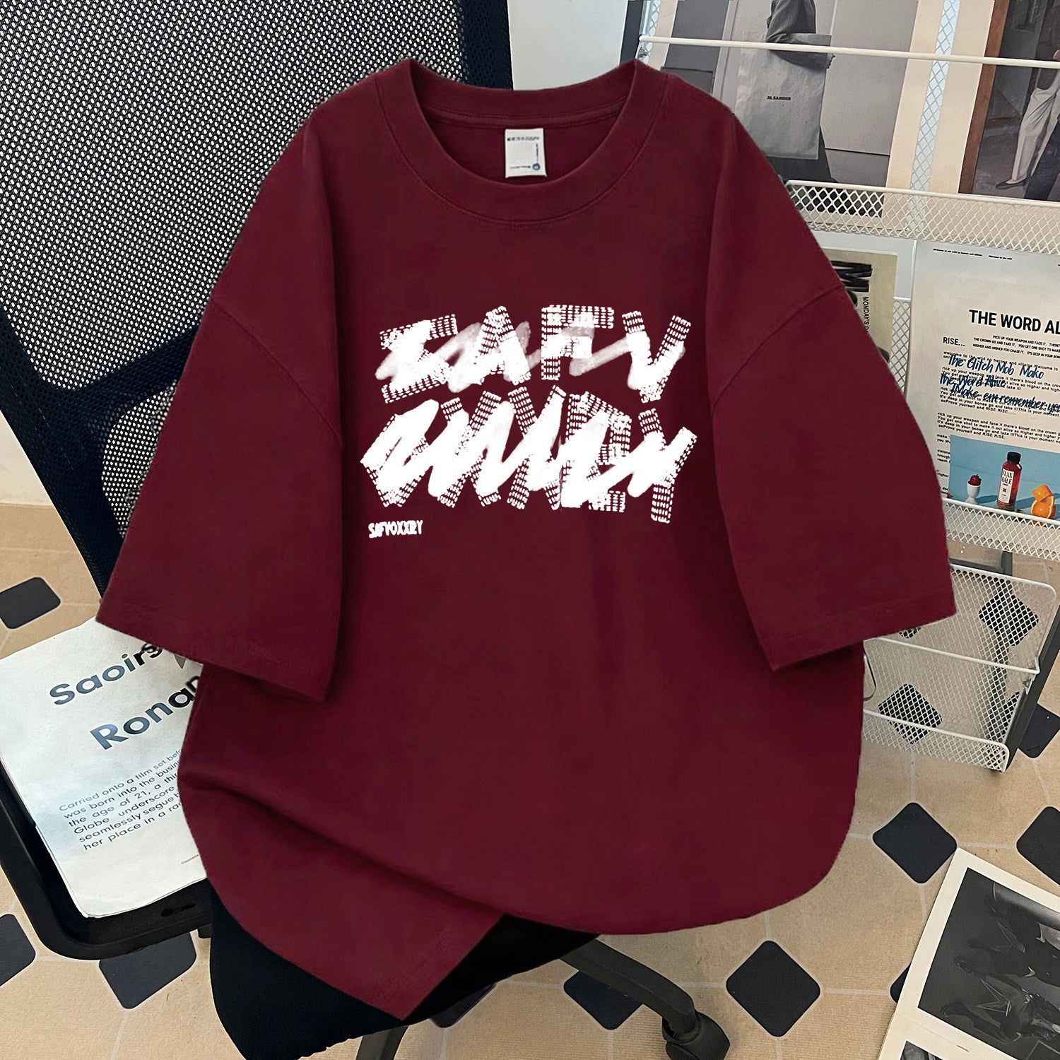 Letter Print Heavyweight Cotton T-Shirt