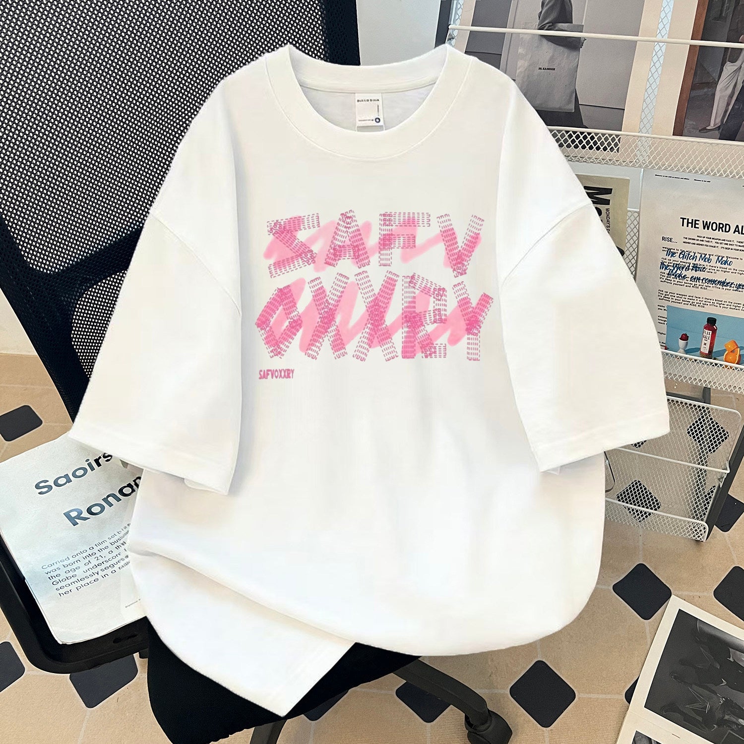 Letter Print Heavyweight Cotton T-Shirt