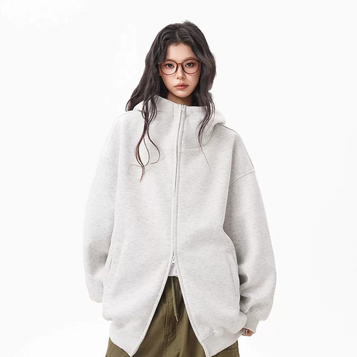 Heavyweight Hooded Cardigan Sweatshirt